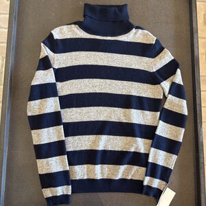 Chelsea& Theodore Cashmere Turtleneck Striped Sweater NWY Size XL